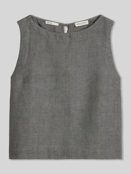 Marc O'Polo regular fit blousetop van puur linnen Middengrijs gemêleerd - 2