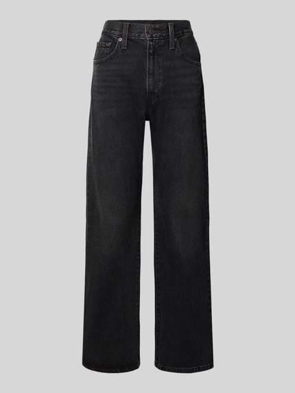 Produktfoto, czarny bawełniany denim, szerokie nogawki, lekko sprana faktura, Loose Fit Jeans aus reiner Baumwolle Modell 'CINCH' od Levi's®, damskie wide & loose fit jeans