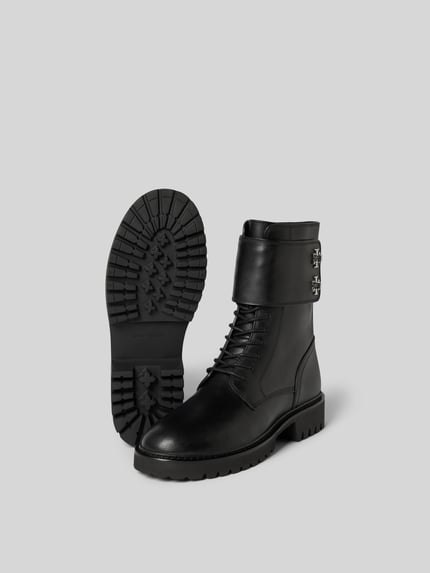 Tory Burch Kozaki sznurowane z detalem z logo Czarny 5