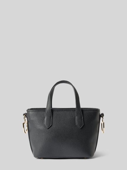 Produktfoto, schwarze Umhängetasche mit Label-Schriftzug Modell 'THAOE RE' von Valentino Bags, strukturierte Oberfläche, goldene Details, Damen Umhängetasche von Valentino Bags.