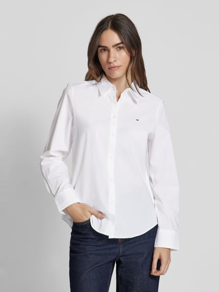 Tommy Hilfiger Bluzka koszulowa o kroju regular fit z wyhaftowanym logo Biały 4