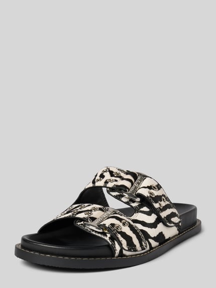 Steve Madden Slippers van leer met klittenbandsluiting, model 'AGENT' Zwart - 1