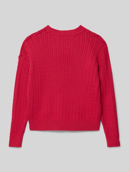 Tommy Hilfiger Teens Regular fit gebreide pullover van zuiver katoen Kersenrood - 3