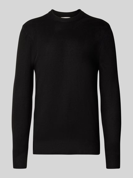 Casual Friday Sweter z dzianiny o kroju regular fit z okrągłym dekoltem model ‘Heine’ Czarny 2
