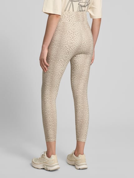 OH APRIL Slim Fit Leggings mit Allover-Animal-Print Modell 'Rita' Beige Melange 5