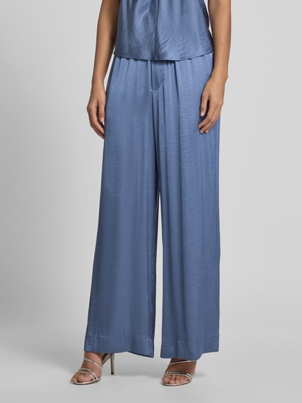 mbyM Wide leg stoffen broek met elastische band, model 'Asaka' Rookblauw - 4