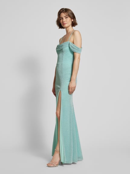 Mascara Schmales Abendkleid mit Raffungen Mint 1