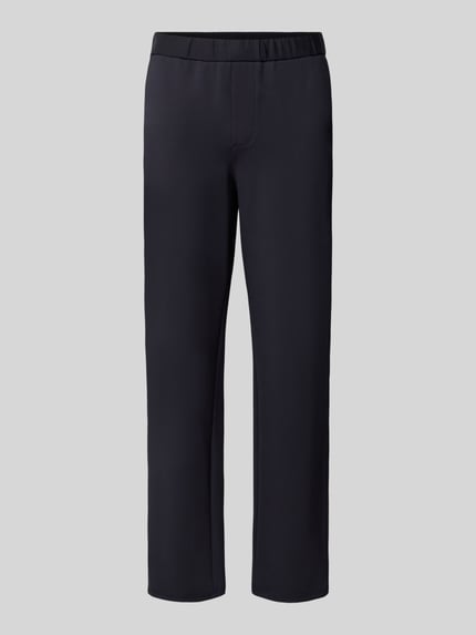 Produktfoto, schwarze Herren Hose aus Viskose-Mix, Straight Fit Modell 'Karl' von JACK & JONES, elastischer Bund, glatte Textur
