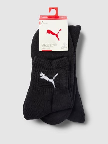 PUMA Sokken met labeldetail in een set van 3 paar, model 'SHORT CREW' Zwart - 3