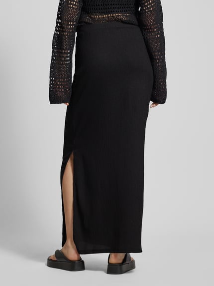 PIECES Maxirock mit Strukturmuster Modell 'LUNA' Black 5
