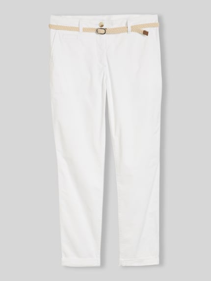 Tom Tailor regular fit chino van katoenmix met riem Wit - 2