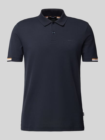 BOSS Poloshirt met labelprint, model 'Parlay' Marineblauw - 2