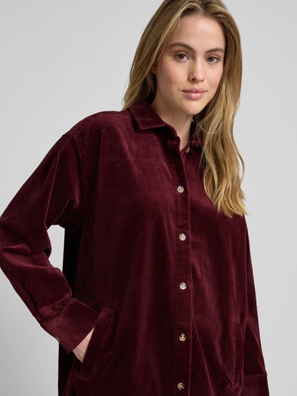 Jake*s Casual Knielanges Hemdblusenkleid aus Cord Aubergine 3
