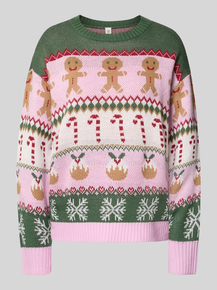 ONLY Pullover mit Weihnachtsmotiv-Strick Rosa 1