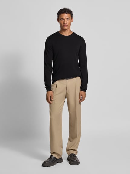 Casual Friday Strickpullover mit Rundhalsausschnitt Modell 'OSVALD' Black 1
