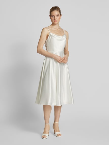LUXUAR FASHION Knielanges Brautkleid mit Wasserfall-Ausschnitt Offwhite 4