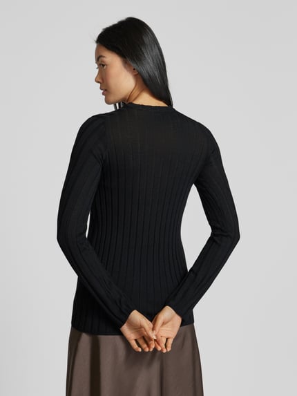 IVY OAK Strickpullover aus Schurwolle mit Strukturmuster Modell 'KACY' Black 5