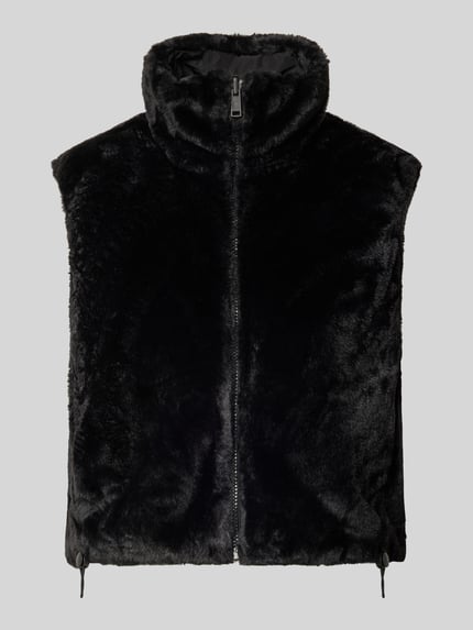 Produktfoto, schwarze Regular Fit Weste mit Wende-Funktion Modell 'DANA' von ONLY, glänzende glatte Textur, Damen Weste