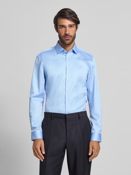Jake*s Super Slim fit zakelijk overhemd met Kentkraag Lichtblauw - 4