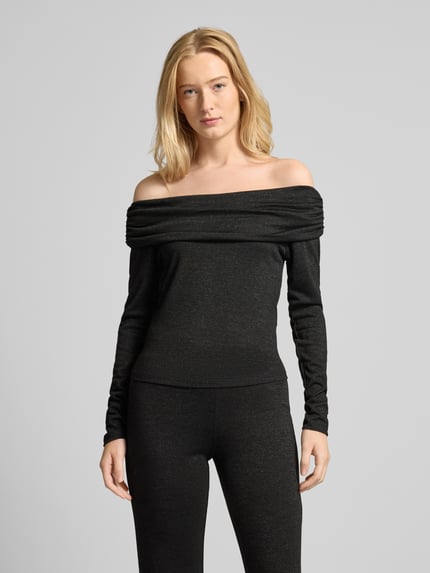 ONLY Langarmshirt mit Carmen-Ausschnitt Modell 'ROMA' Metallic Black 4