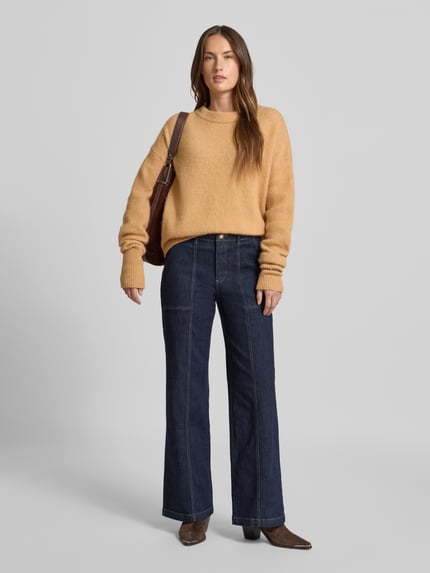 Buena Vista Wide Leg Jeans mit Ziernähten Dunkelblau 1
