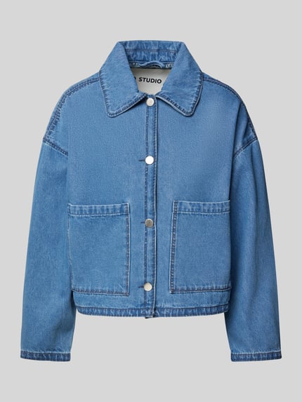 IQ Studio Loose Fit Jeansjacke mit Woll-Anteil Dunkelblau 2