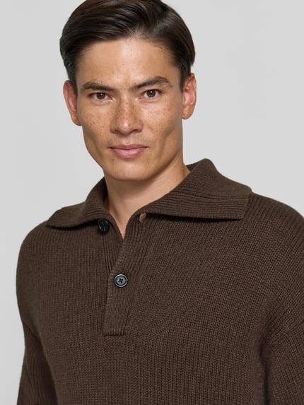 Selected Pullover mit Polokragen Schoko 3