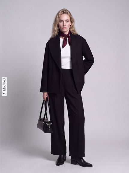 VERO MODA krój regular fit krótki płaszcz z wiązanym paskiem model 'ANNE' Czarny 1