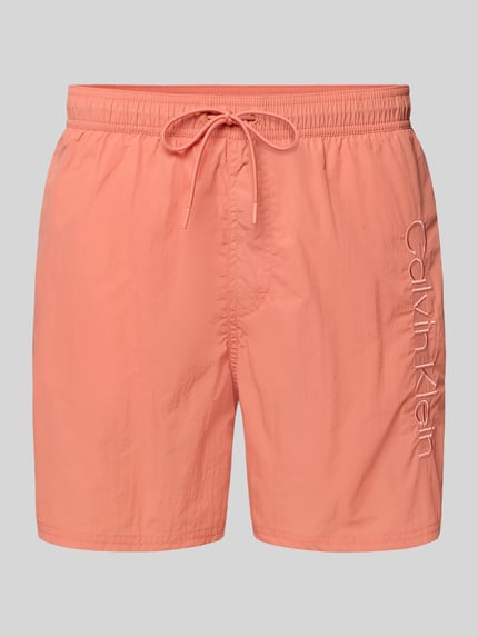 Produktfoto, Regular Fit Shorts mit achterzak van Calvin Klein Underwear, lichtoranje, gestikt logo, elastische band met tunnelkoord, geïntegreerde slip