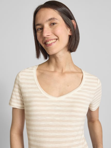 Marc O'Polo Regular fit T-shirt van slubjersey Zand - 3