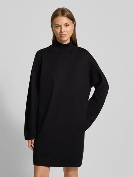 Jake*s Collection Sukienka z dzianiny z mieszanki wiskozy ze stójką Czarny 4