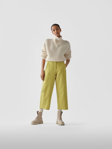 Stine Goya Spodnie z wysokim stanem o kroju relaxed fit Khaki 1