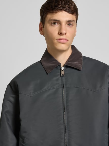Carhartt Work In Progress Regular fit bomberjack met kentkraag Grafiet - 3