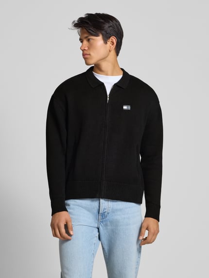 Tommy Jeans Relaxed Fit Strickjacke aus reiner Baumwolle Black 4