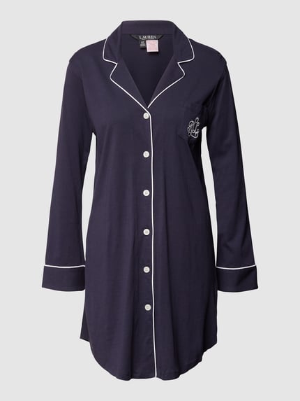 Lauren Ralph Lauren Nachthemd met contraststrepen Donkerblauw - 2