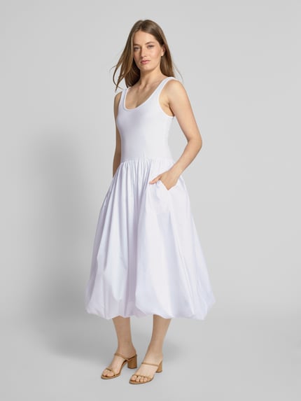 Cph Muse Midikleid mit Rundhalsausschnitt Offwhite 1