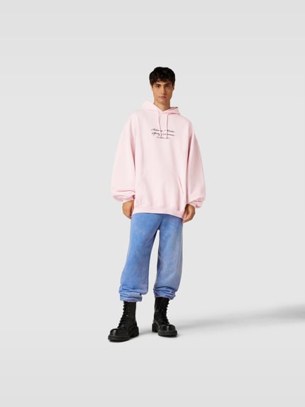 VETEMENTS Bluza z kapturem o kroju oversized z wyhaftowanym logo Jasnoróżowy 1