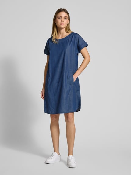 Christian Berg Woman Sukienka mini z tkaniny stylizowanej na denim Granatowy 1