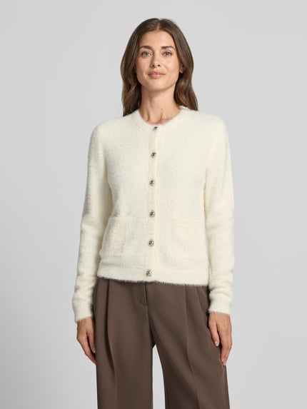 Jake*s Collection Regular fit gebreid jack met viscose-anteil Offwhite - 4