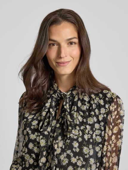 MANGO Regular Fit Bluse mit Schleifen-Detail Modell 'BELLE' Black 3