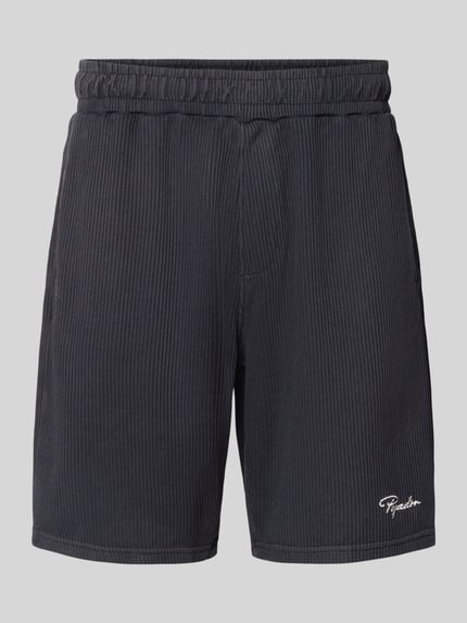 PEGADOR Relaxed fit korte broek in riblook, model 'SIGNAR' Zwart - 2