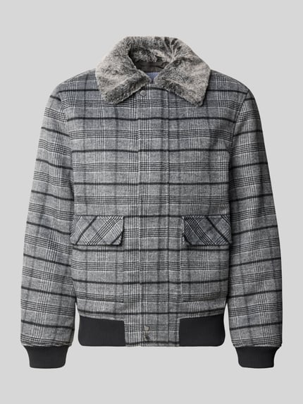 Christian Berg Men Bomberjacke mit Webpelzkragen Anthrazit Melange 1