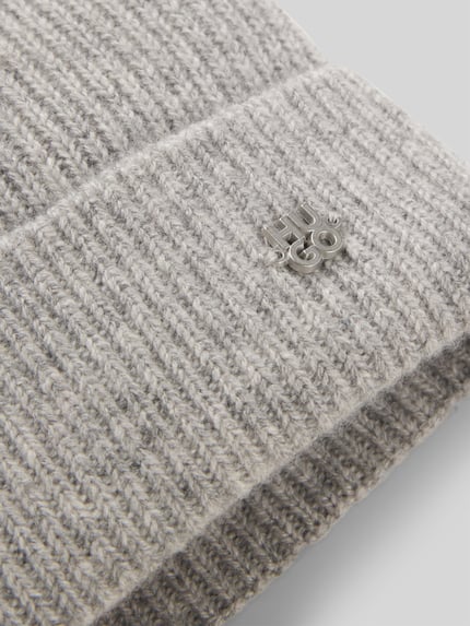 HUGO Beanie aus reinem Kaschmir Modell 'XAMIROH' Silber Melange 4