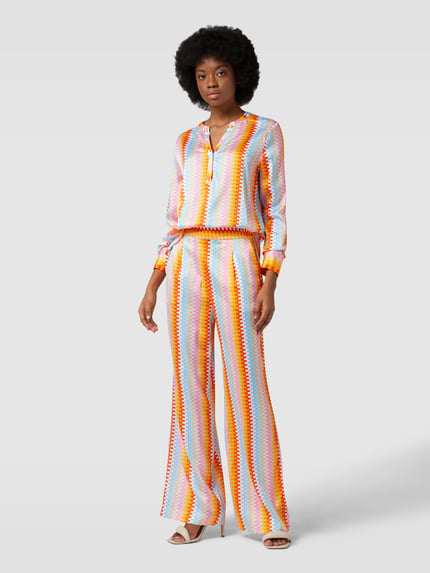 HERZENS Wide Leg Seidenhose mit Allover-Muster Orange 1