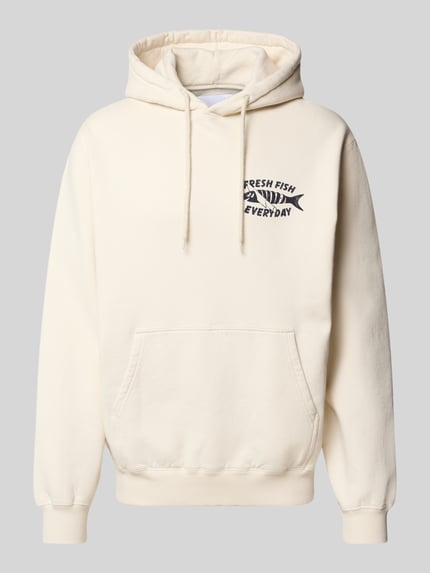 Edwin Hoodie met statementprint, model 'MONSIEUR SAKANA' Ecru - 2