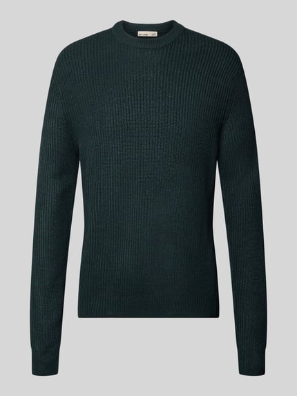 Produktfoto, dunkelgrüner Pullover mit Rippstrickstruktur Modell 'ONSJONAS' von ONLY & SONS, Melange-Optik, Strick, Rundhals, langarm, Regular Fit