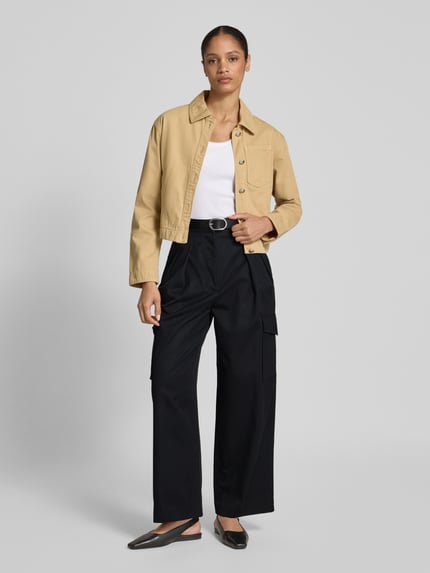 IVY OAK Wide Leg Bundfaltenhose mit Cargotaschen Modell 'PRESTIGE' Marine 1