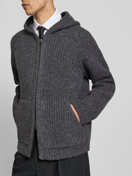 ANNARR Strickjacke aus Wolle mit Kapuze Mittelgrau 3