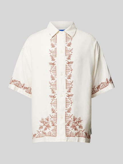 JACK & JONES Freizeithemd aus Leinen-Viskose-Mix Modell 'ORMILOS' Weiss 2