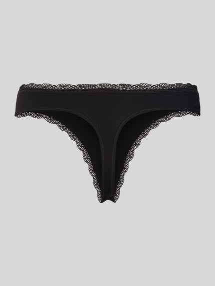 Produktfoto, String mit Schleifen-Detail im 3er-Pack od DORINA, mieszanka bawełny i elastanu, koronka, czarny, dopasowany krój